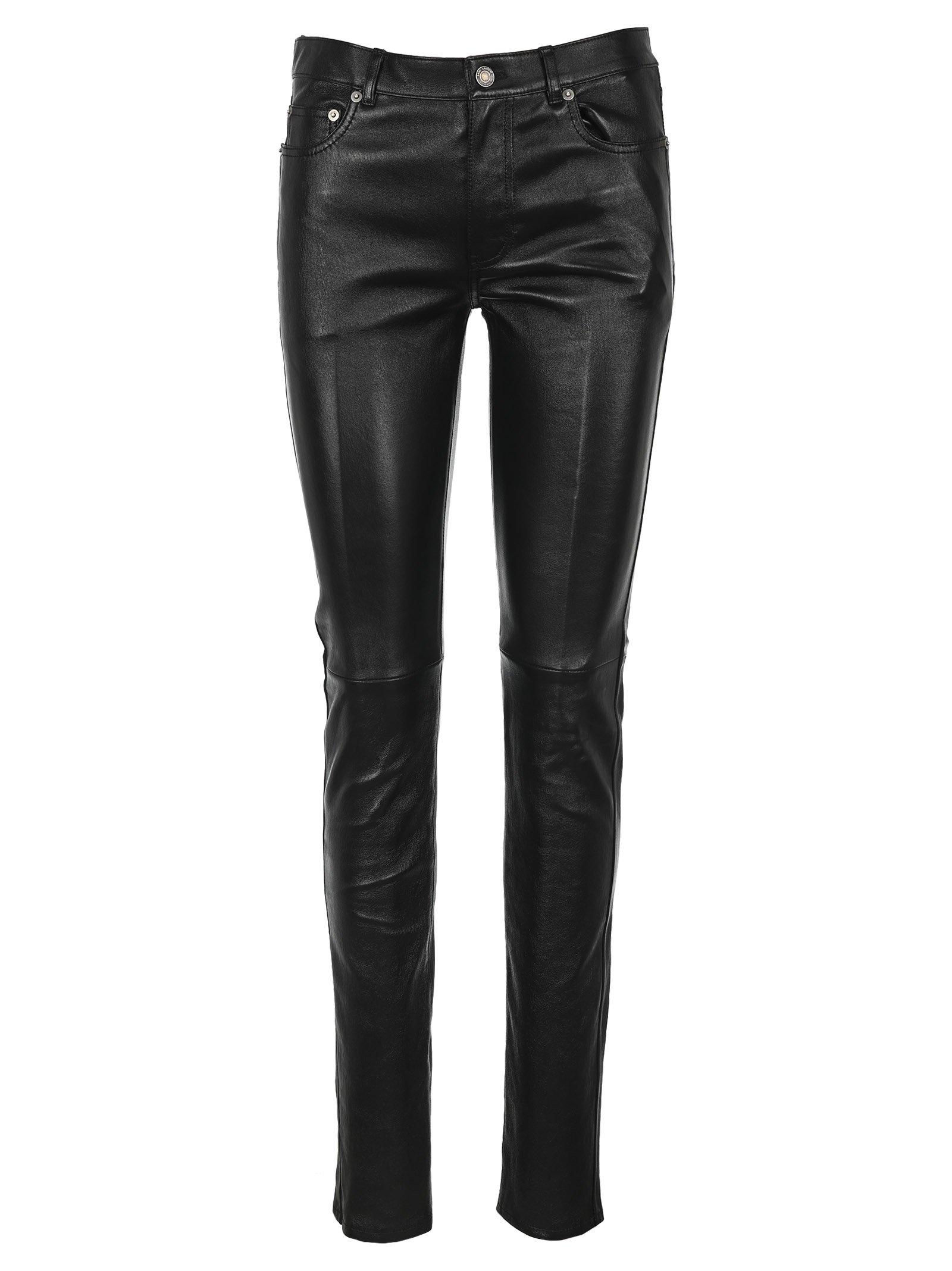 Saint Laurent Skinny Fit Leather Pants in Black - Lyst