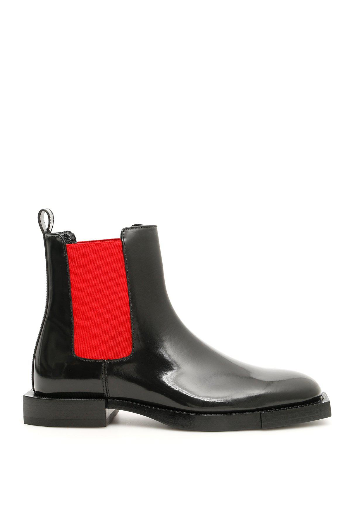 red and black chelsea boots