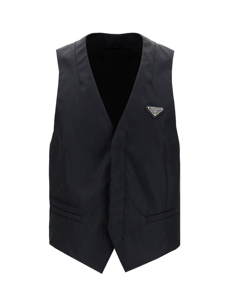 Prada Re-nylon Logo Plaque Waistcoat in 