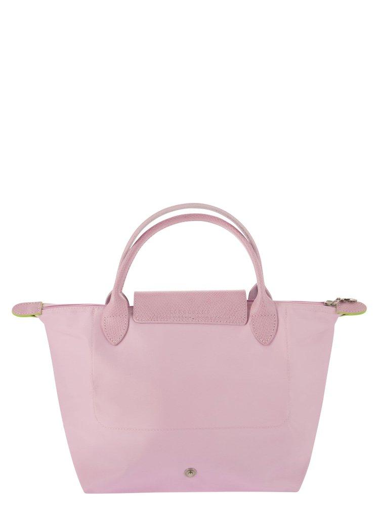 Longchamp Small Le Pliage Green Recycled Canvas Top Handle Bag in Pink