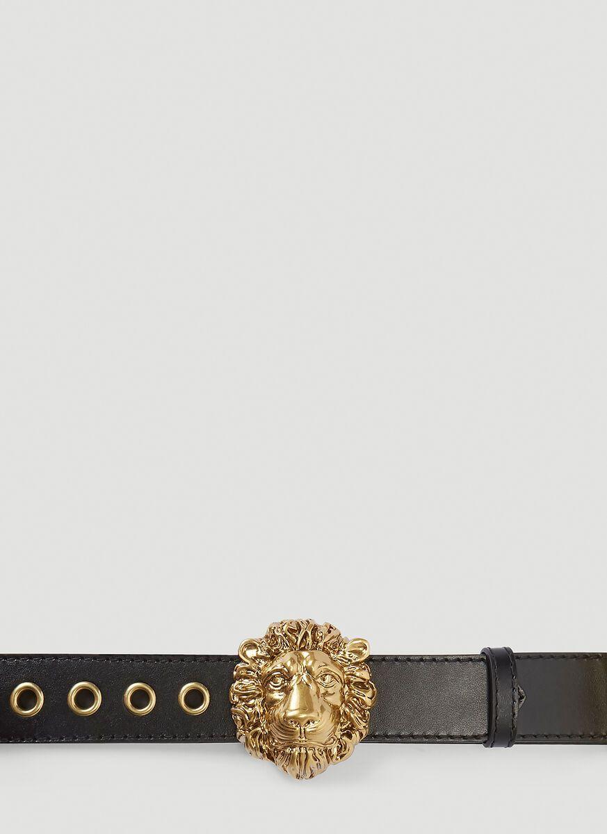 Gucci Lion Head Belt in Black | Lyst