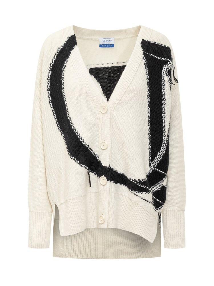 Graffiti Cardigan OFF - WHITE | Blondie Shop