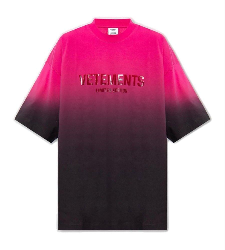 Vetements Logo Printed Gradient-effect T-shirt in Pink for Men | Lyst