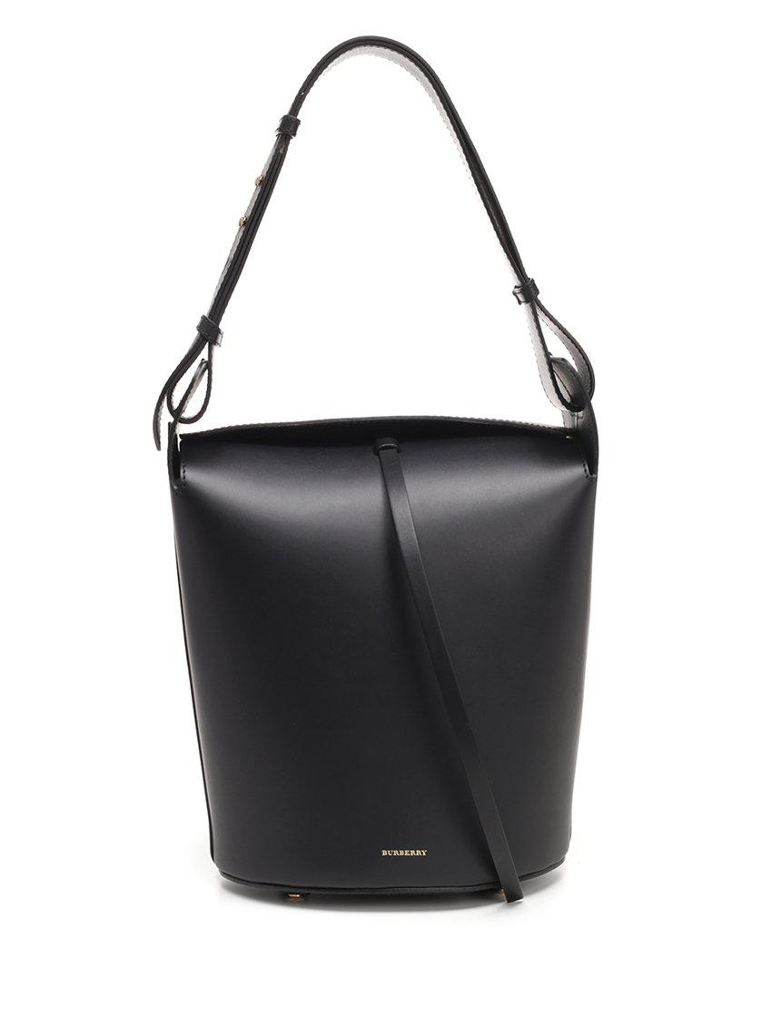 Burberry Leather Bucket Shoulder Bag in Black - Lyst