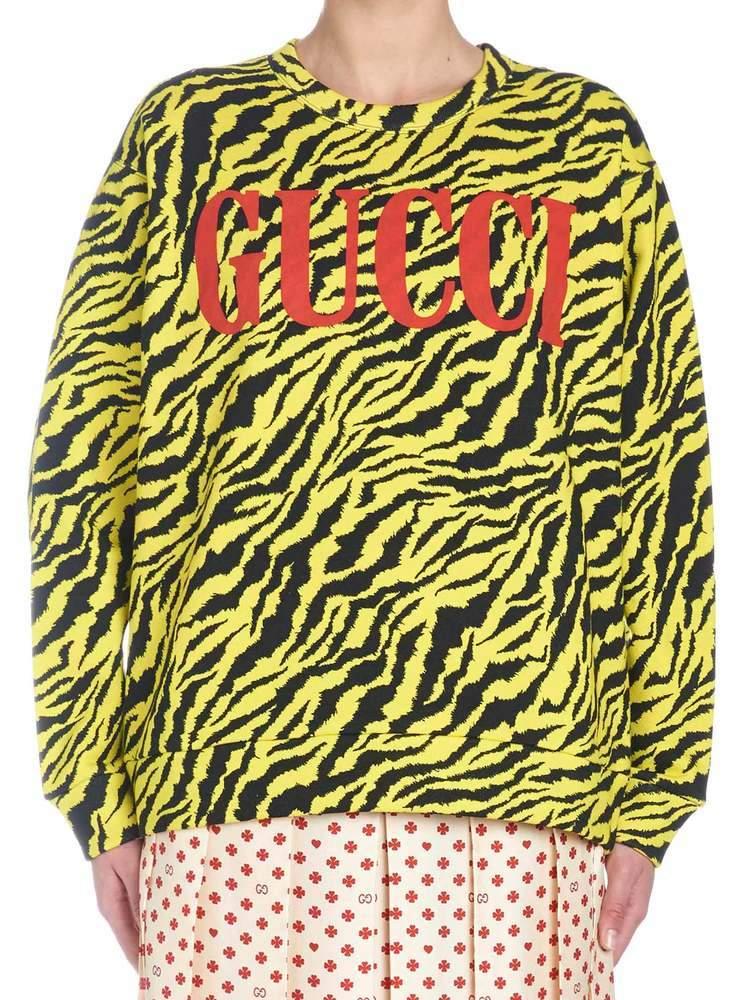 Gucci Cotton Oversize Sweatshirt With Zebra Print in Yellow - Lyst