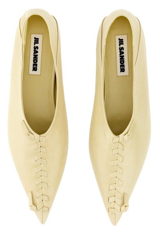 Jil Sander Braided Detailed Pointed-toe Flat Shoes in Yellow | Lyst