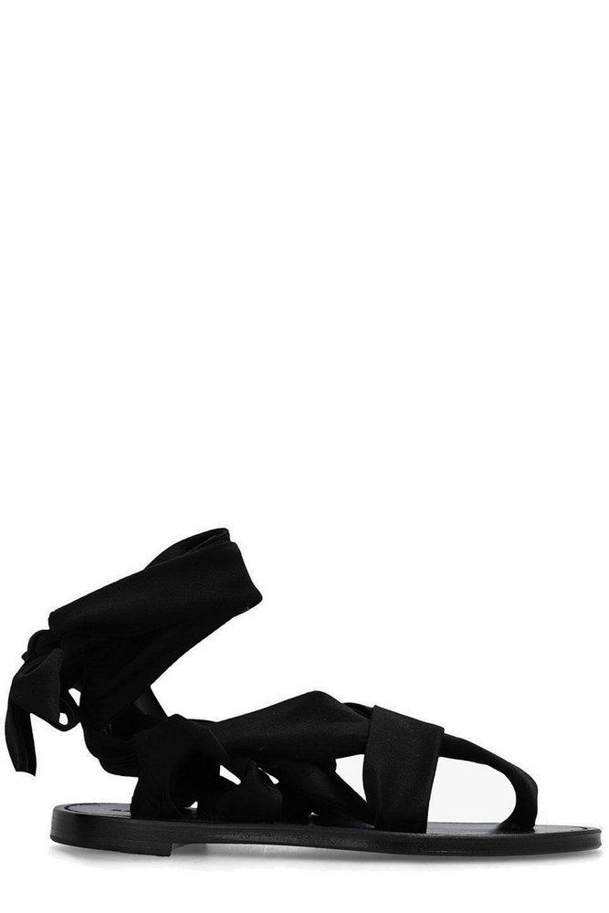 Saint Laurent Nolan Tie Detailed Sandals in Black | Lyst