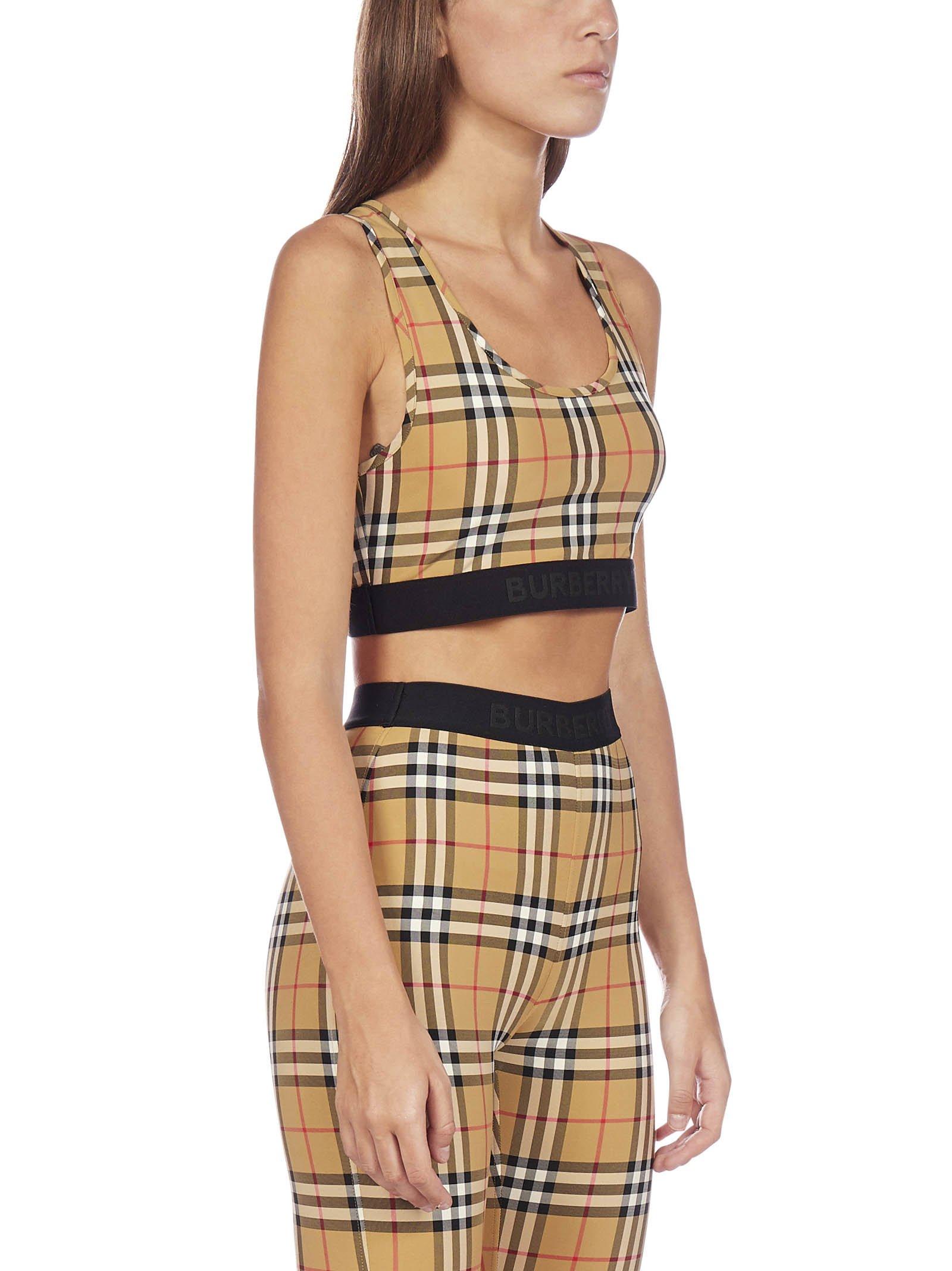 Burberry Synthetic Vintage Check Sports Bra Lyst