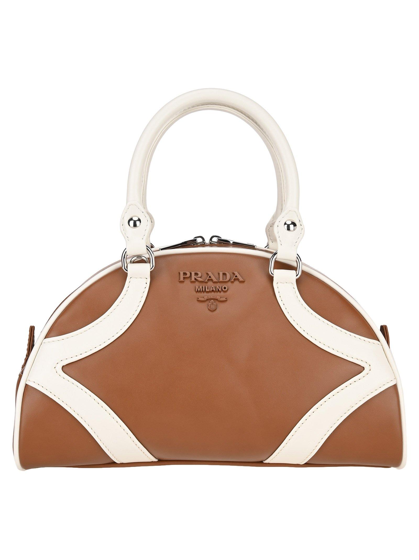 Prada Bowling Leather Handbag in Brown | Lyst