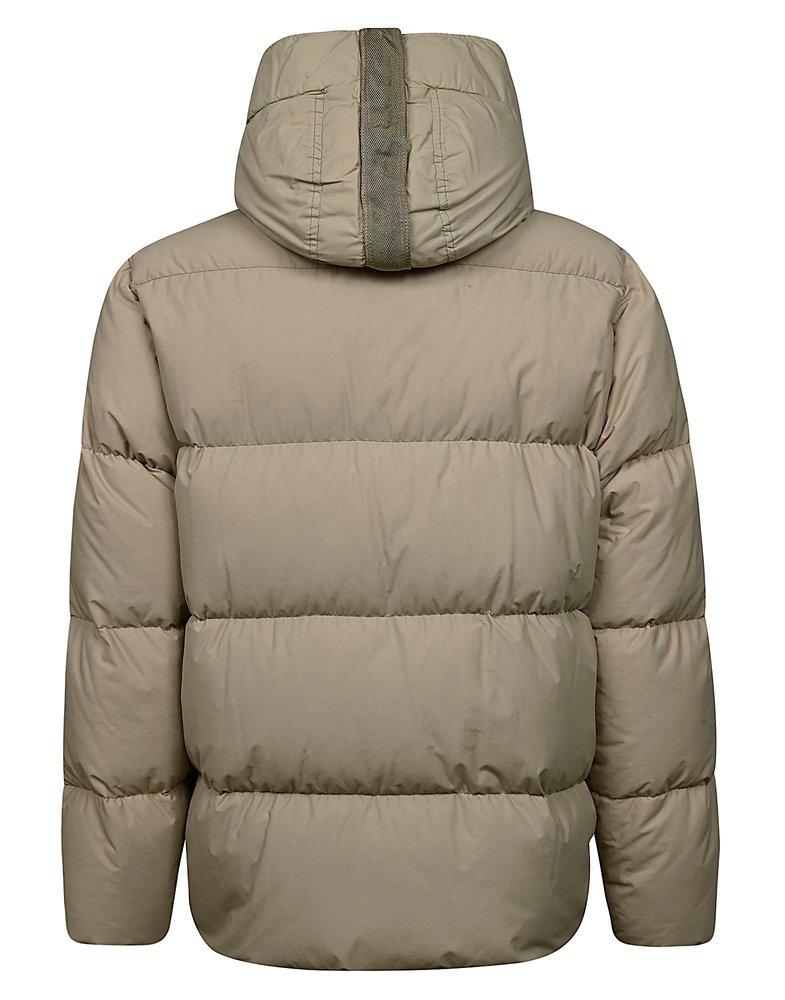 Stone Island Logo Patch Zip-up Puffer Jacket in Natural for Men | Lyst