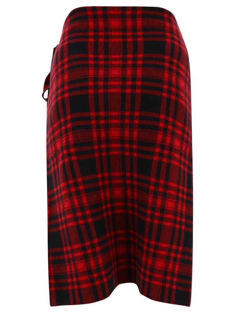 Polo Ralph Lauren Plaid-check Asymmetric Wrap Skirt in Red | Lyst