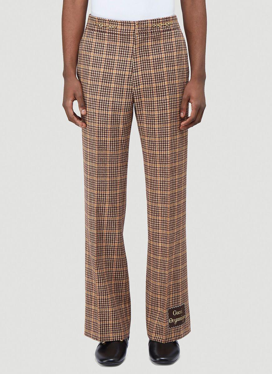 Gucci Wool Houndstooth Pants in Brown for Men Lyst
