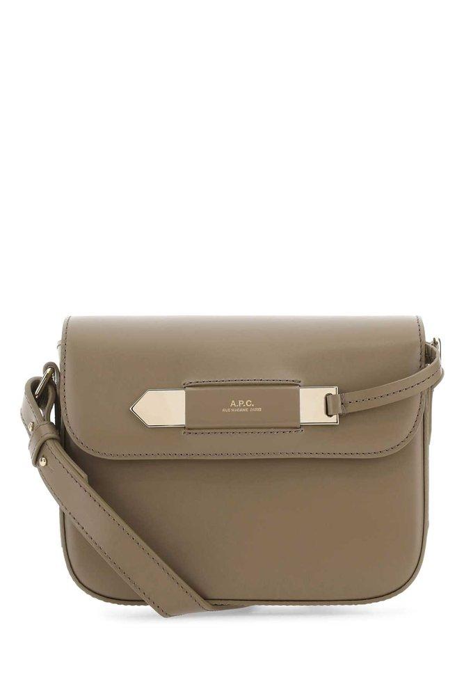 A.P.C. Logo Stamp Foldover Top Crossbody Bag in Brown | Lyst