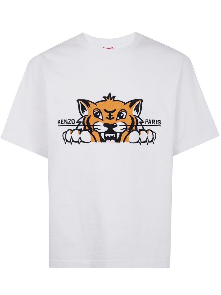 KENZO Gots Happy Tiger Crewneck T-Shirt in White for Men | Lyst