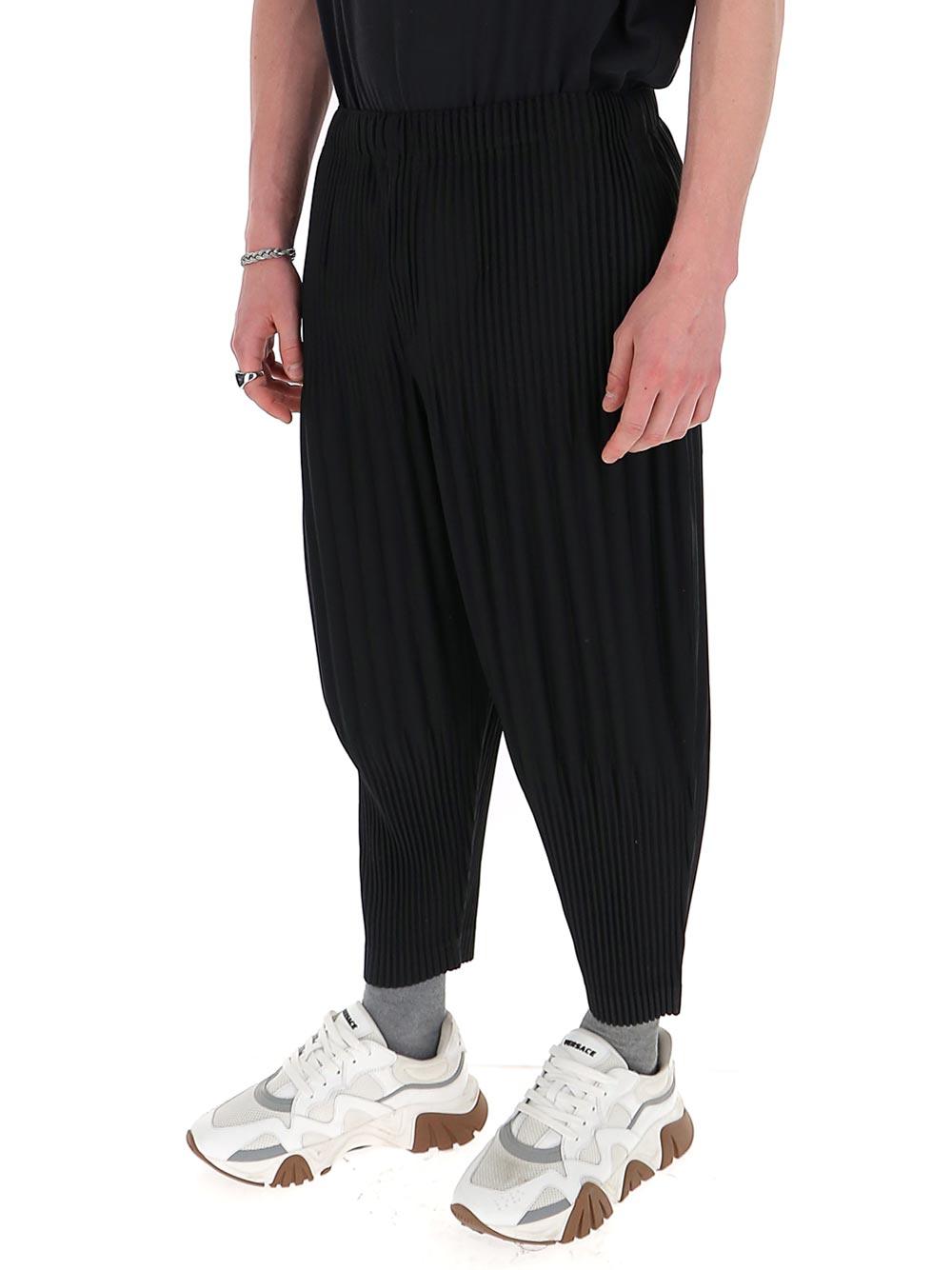 Homme Plissé Issey Miyake Synthetic Pleated Tapered Trousers in Black ...