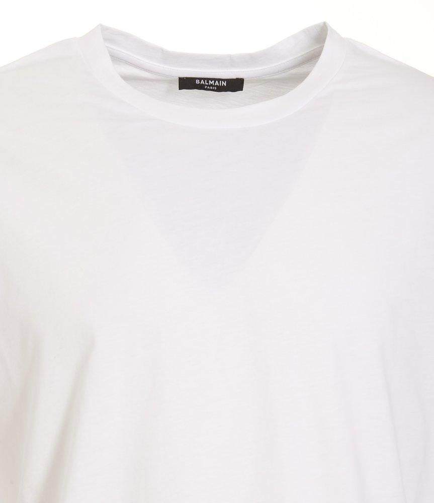 Balmain Side Logo Printed Crewneck Sweatshirt in White for Men | Lyst