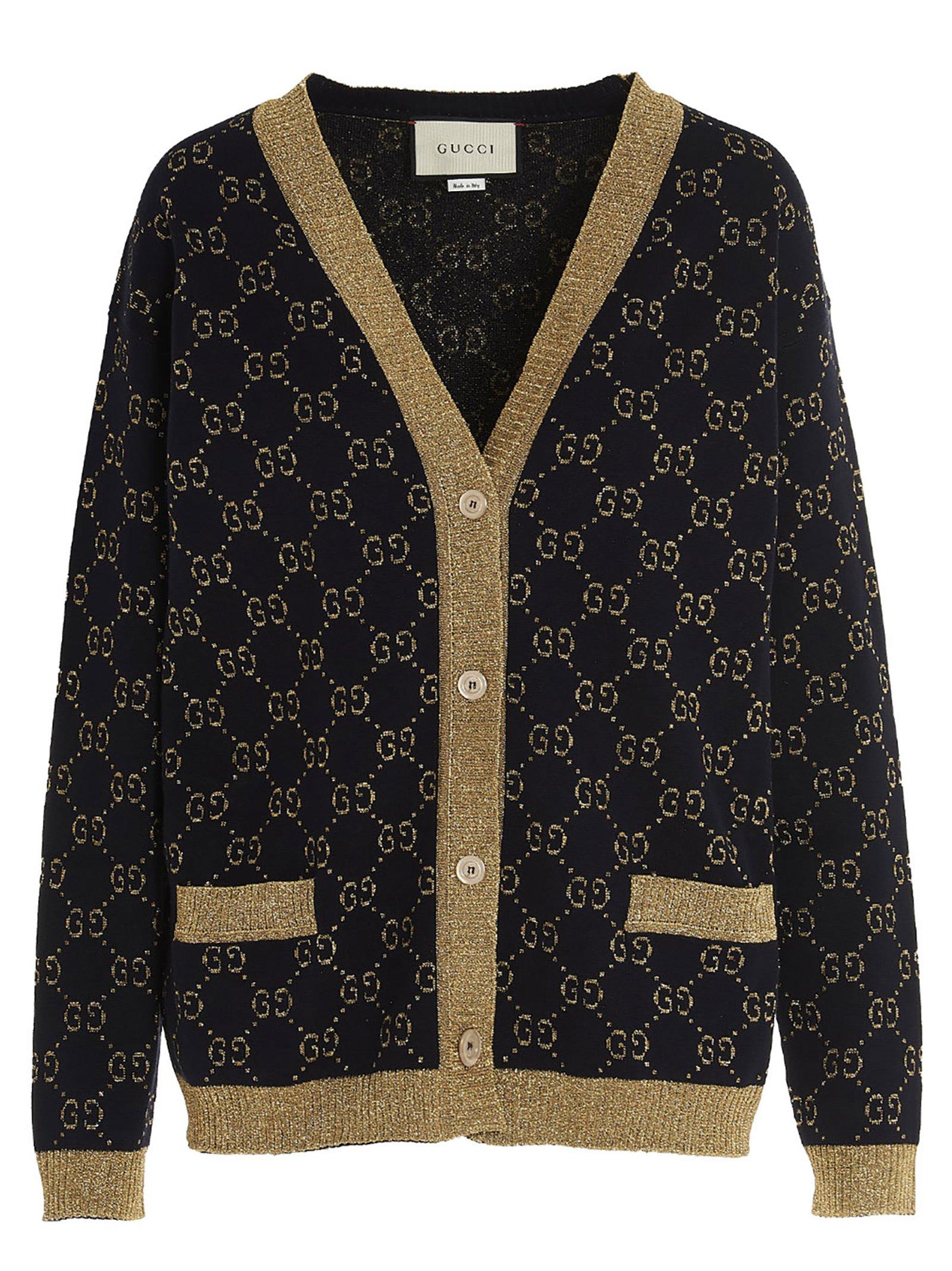 Gucci Synthetic GG Lamé Cardigan in Blue Lyst