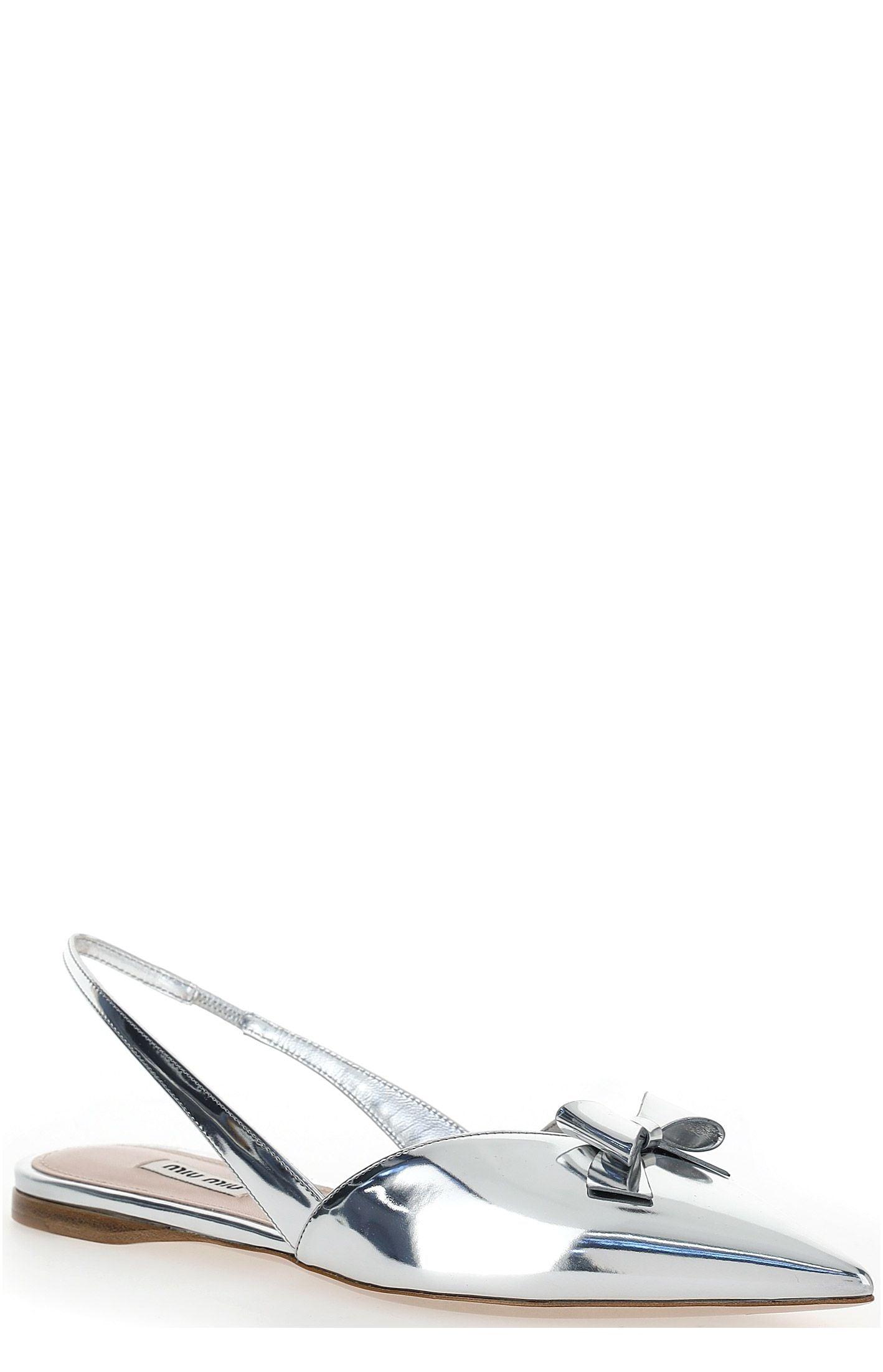 metallic slingback flats