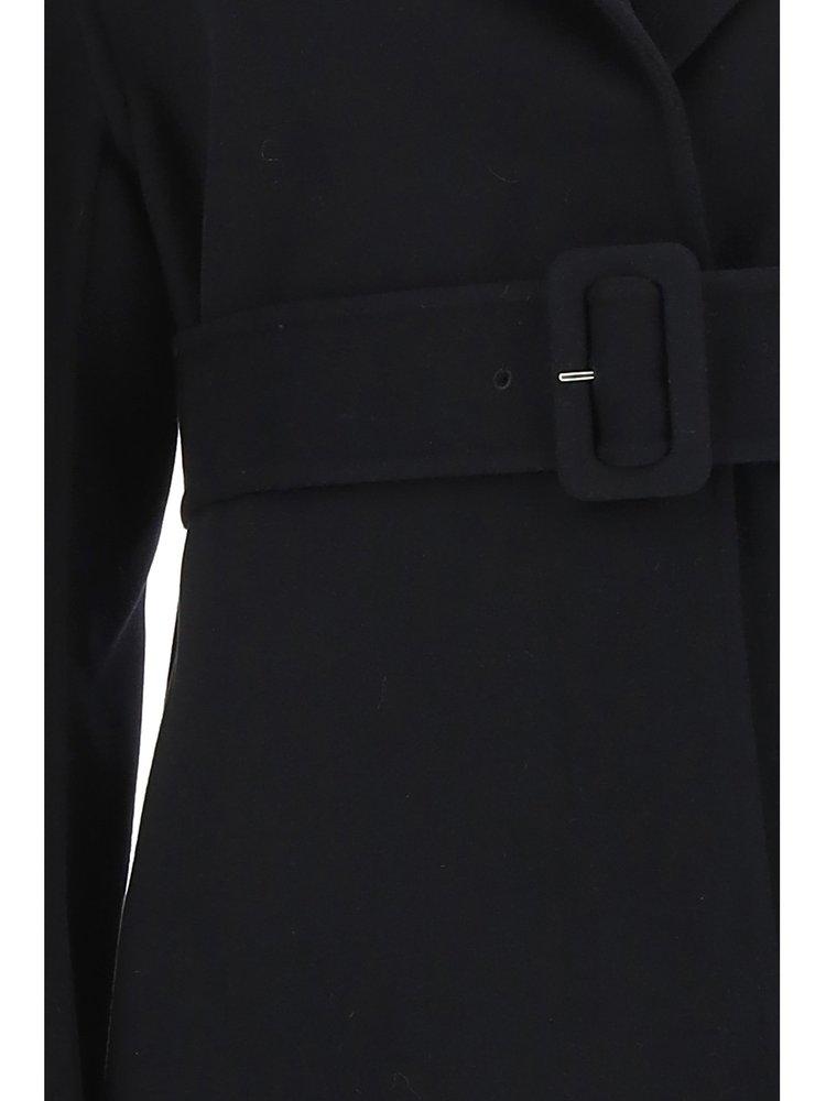 Jil Sander Single-breasted Belted Long Coat in Black | Lyst