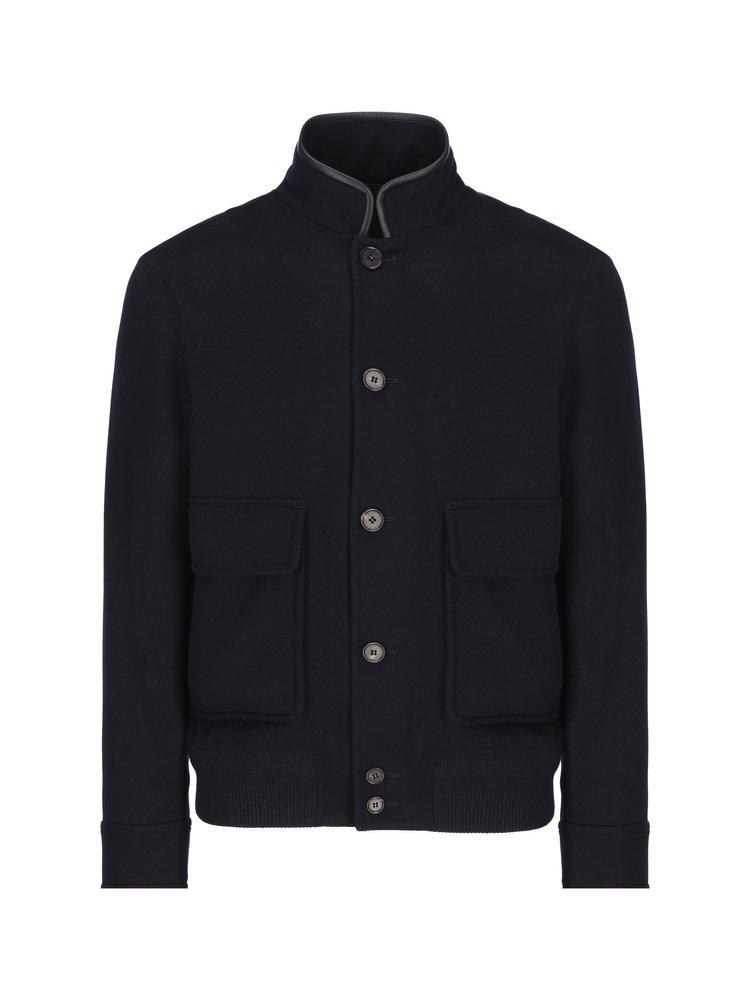 Loro Piana Spagna Buttoned Bomber Jacket in Blue for Men | Lyst