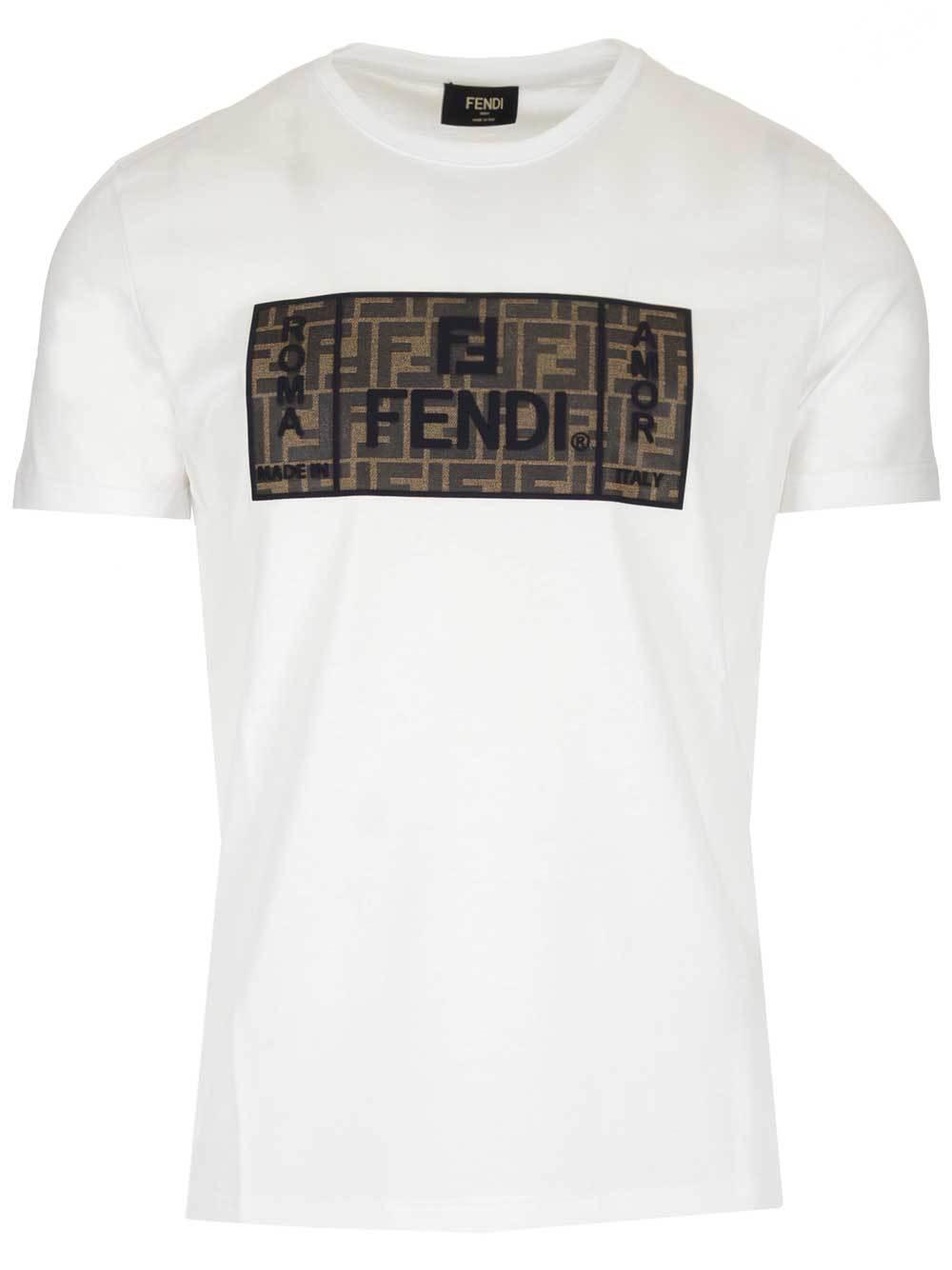 fendi logo print t shirt