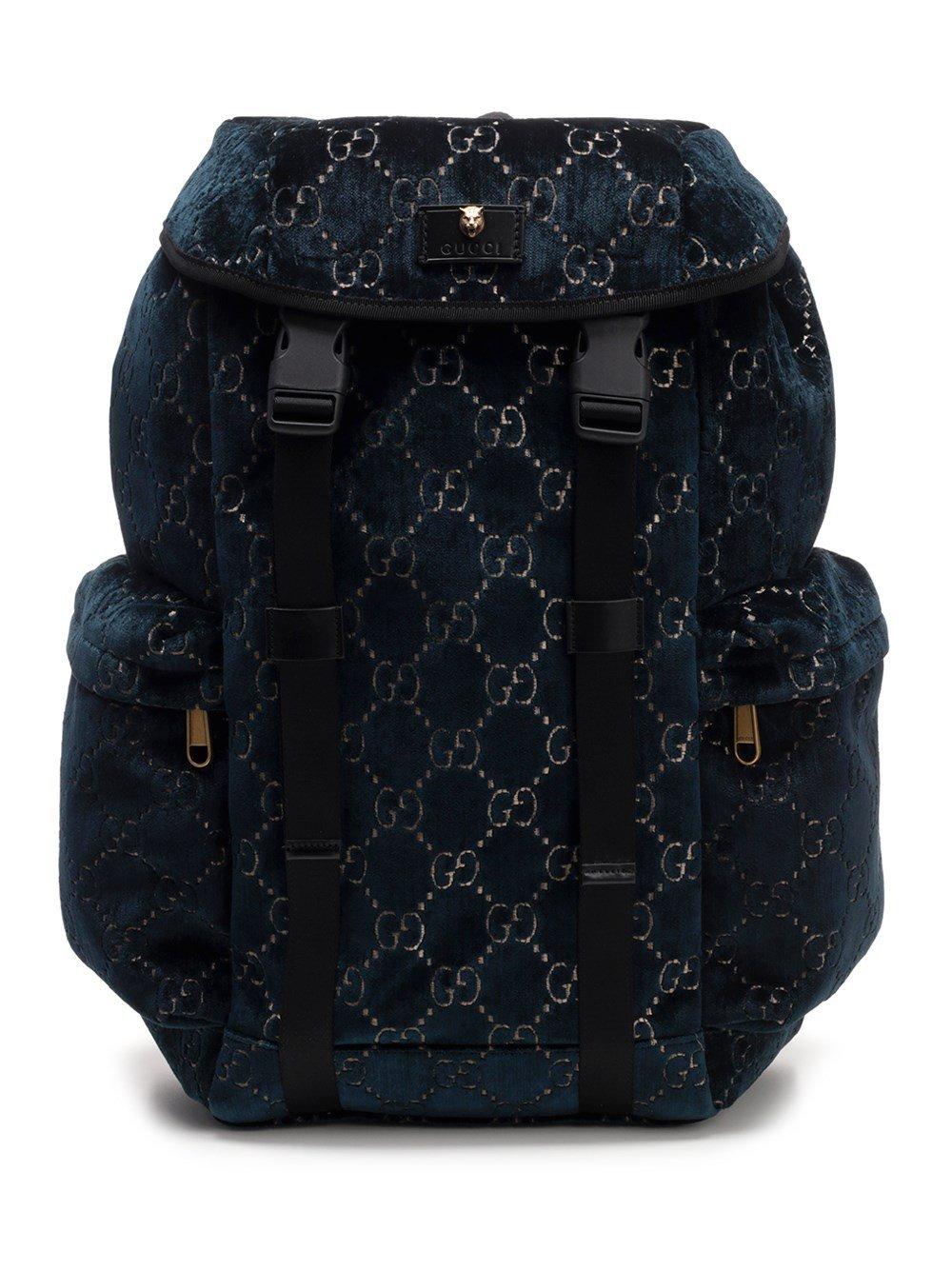 Gucci Medium GG Velvet Backpack in Blue for Men | Lyst