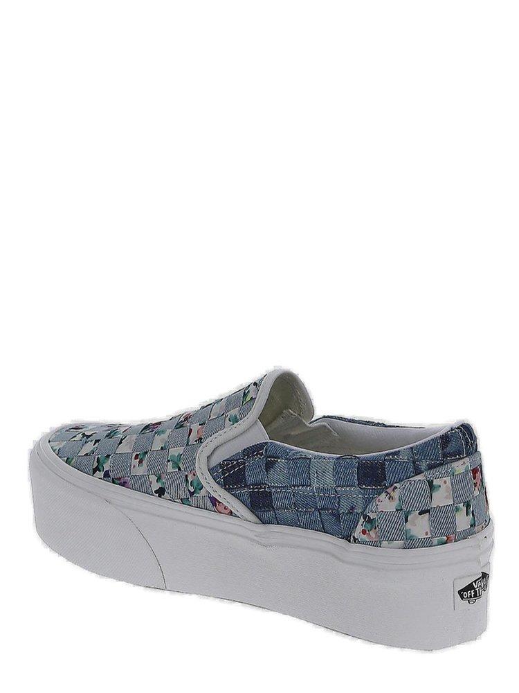 light blue floral vans