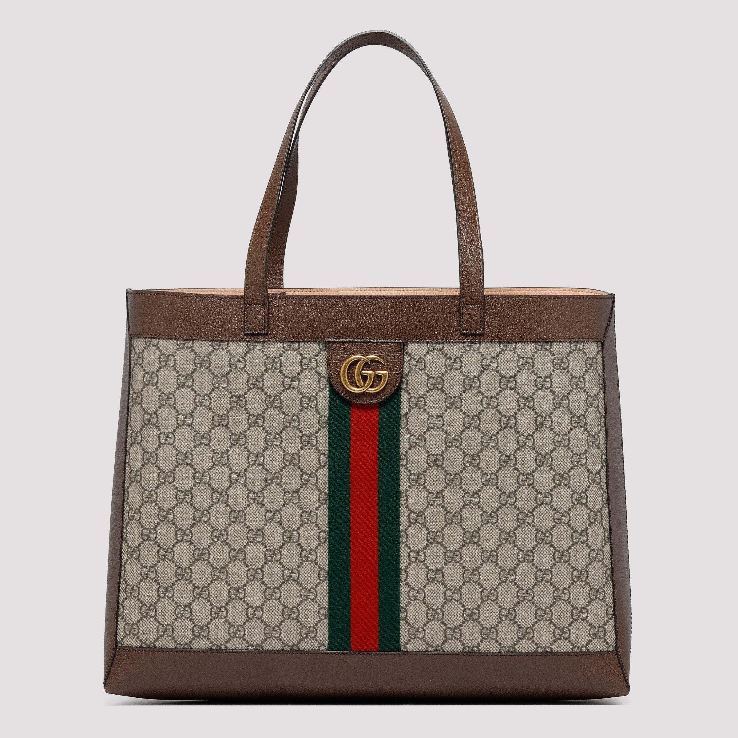 Gucci Leather Ophidia GG Supreme Medium Tote Bag in Brown - Lyst