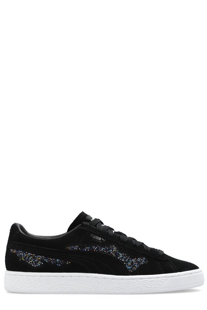 PUMA X Swarovski Logo-embellished Lace-up Sneakers in Black | Lyst