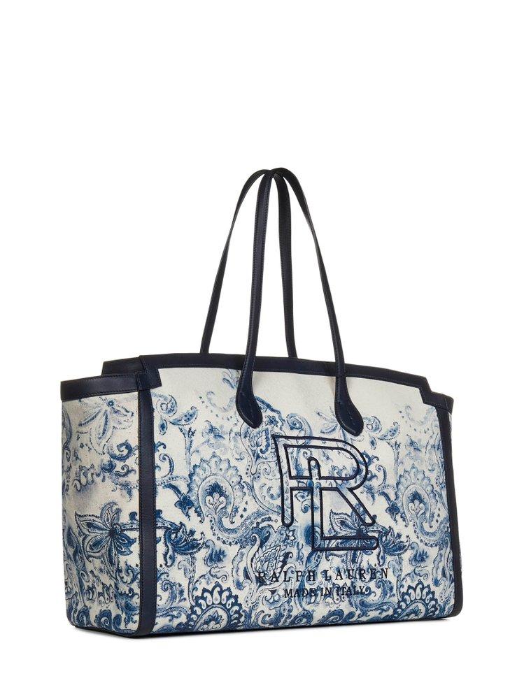 Lauren Ralph Lauren Embroidered Canvas Large Devyn Tote Bag