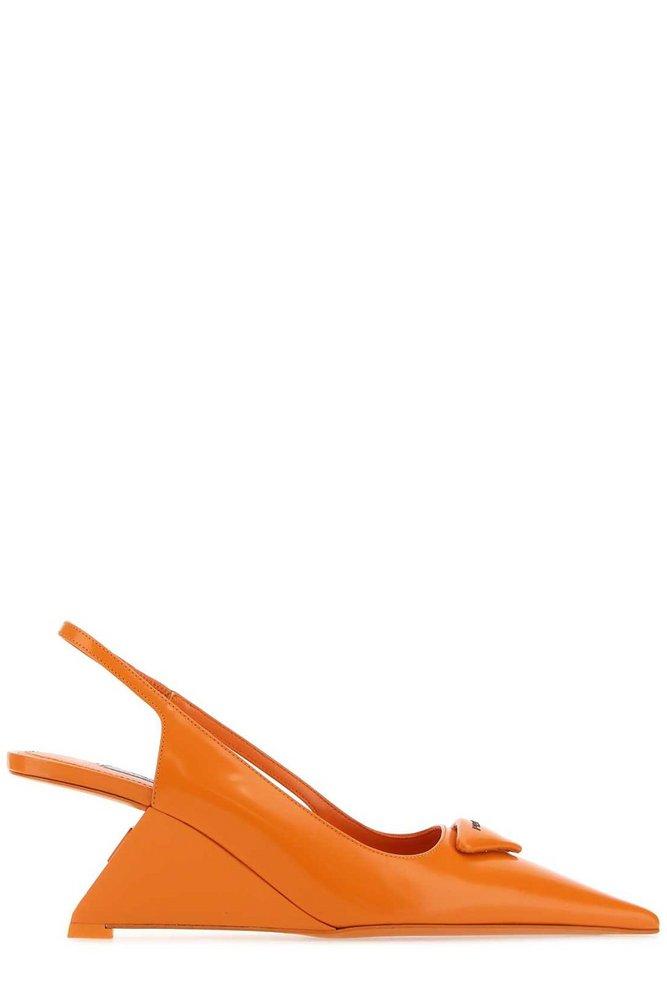 Prada Pointed Toe Slingback Pumps in Orange Lyst