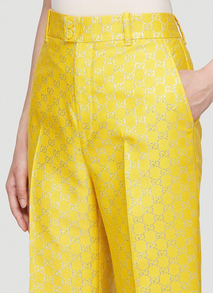 Gucci GG Lamé Wide Pants in Yellow | Lyst