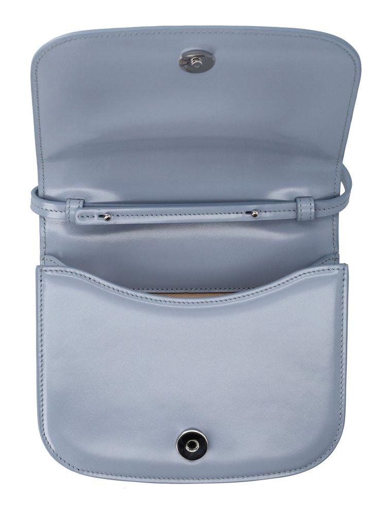 Jil Sander Taos Logo Embossed Shoulder Bag in Blue | Lyst