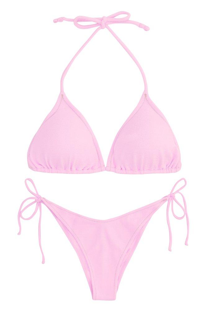 Reina Olga Susan Halterneck Triangle Bikini Set in Pink | Lyst