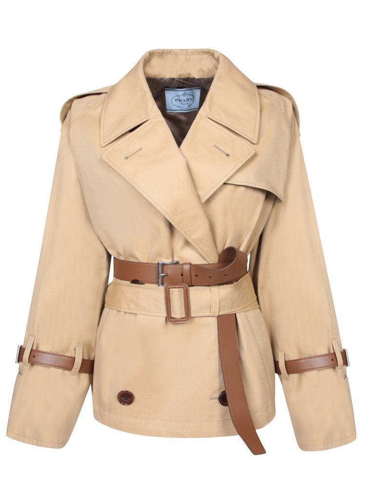 【プラダ・PRADA】Double-breasted cotton twill trench coat Prada Double-Breasted Cotton Twill Trench Coat | Saks Fifth