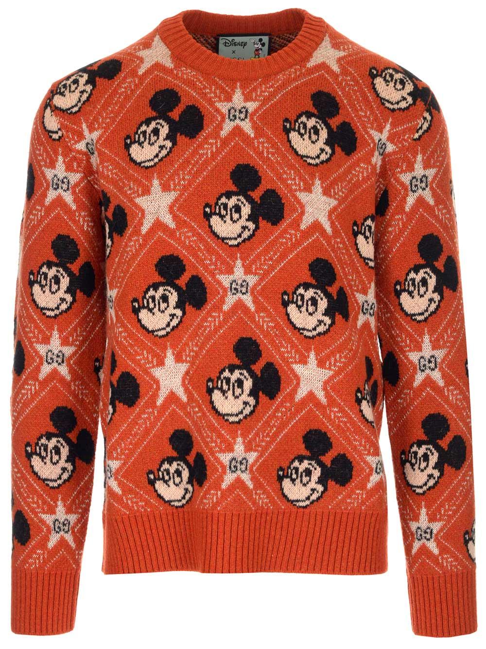 Gucci X Disney GG Mickey Mouse Jumper in Orange for Men | Lyst