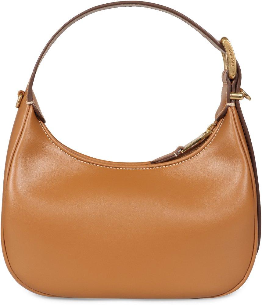 Miu Miu Logo-plaque Zip-up Shoulder Bag in Brown | Lyst Miu Miu Logo-plaque Zip-up Shoulder Bag in Brown | Lyst
