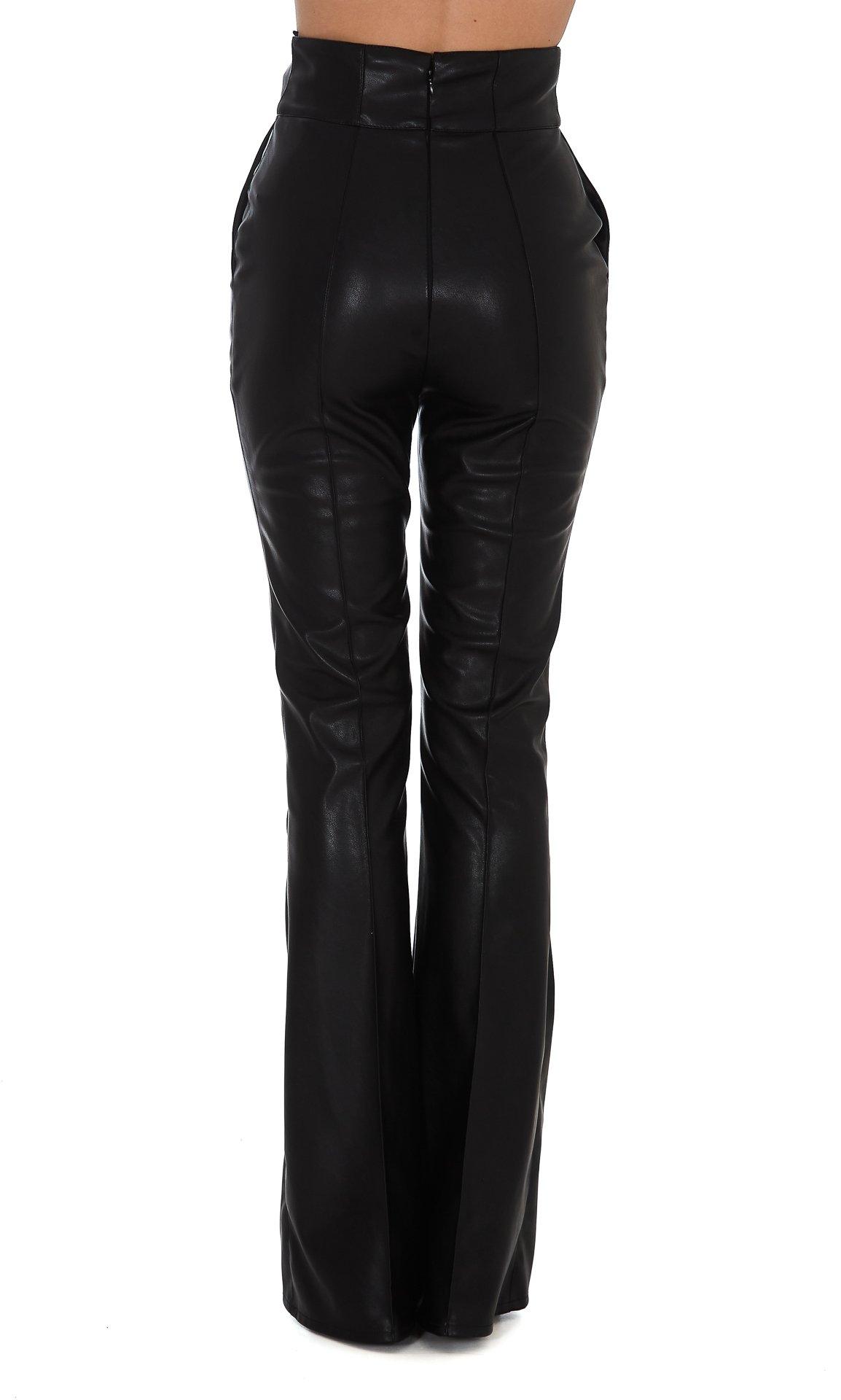 Elisabetta Franchi Synthetic Faux Leather Bell-bottom Trousers in Black - Lyst