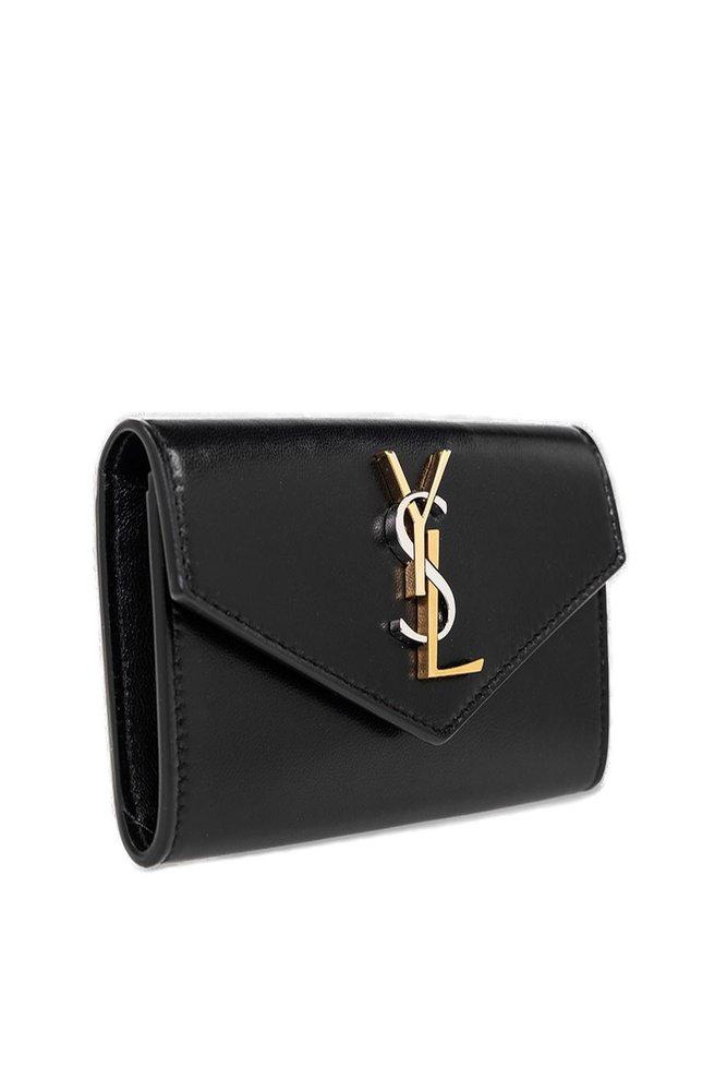 cassandre small envelope wallet in metallized python-embossed leather