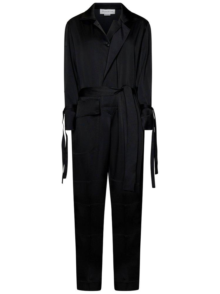 オールインワン・サロペット VICTORIA BECKHAM BLACK JUMPSUIT WITH VISCOSE BLEND BELT Belted jumpsuit in black - Victoria Beckham | Mytheresa