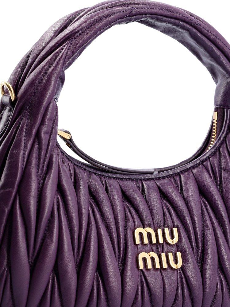 【MIU MIU】WANDER MATELASSE VELVET MINI HOBO BAG Black Wander Velvet Hobo Mini Bag | Miu Miu