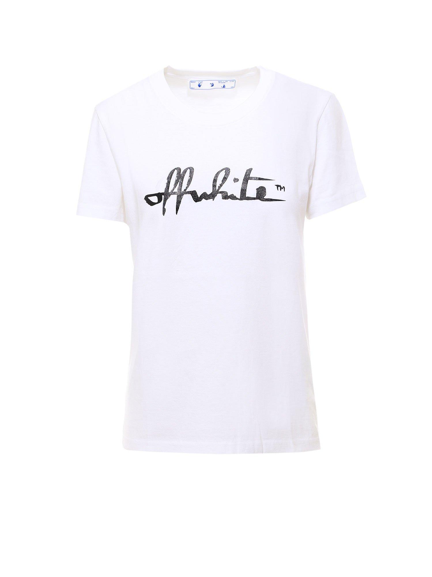 Off-White c/o Virgil Abloh Cotton Script Logo T-shirt in White - Lyst