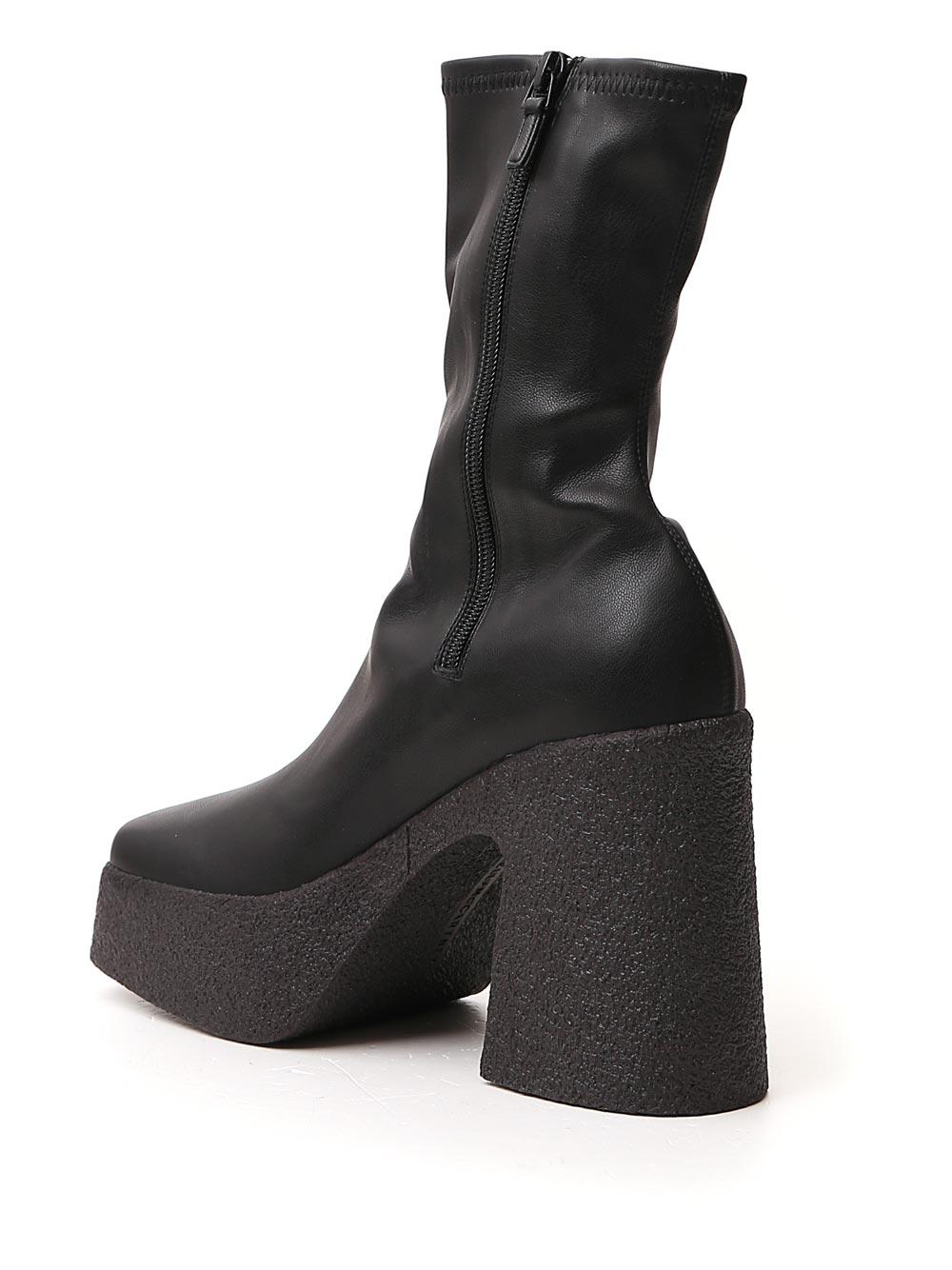 black square toe platform boots