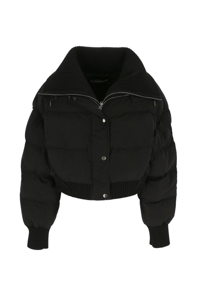 Jacquemus Padded Cropped Puffer Jacket in Black | Lyst
