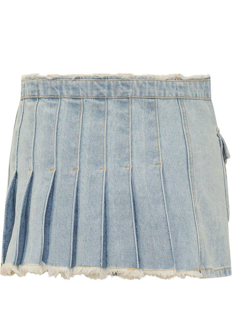 ANDERSSON BELL Low-rise Pleated Wrap Denim Skirt in Blue | Lyst