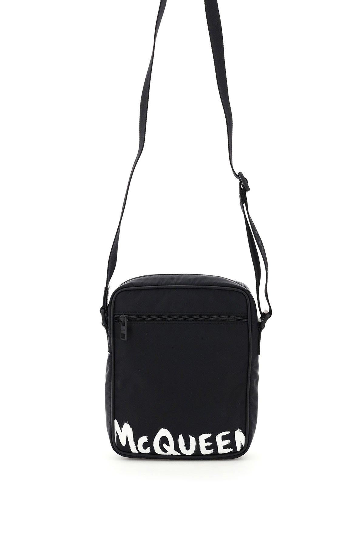 Alexander McQueen Synthetic Graffiti Logo Messenger Bag in Black for