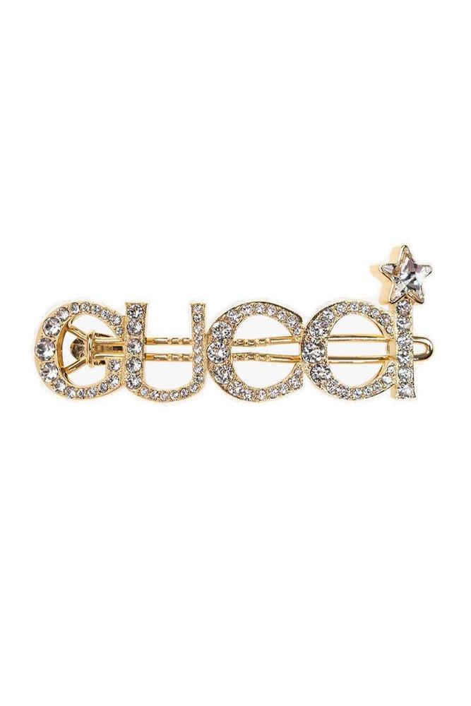 Gucci Embelished Hair Slide in Metallic | Lyst