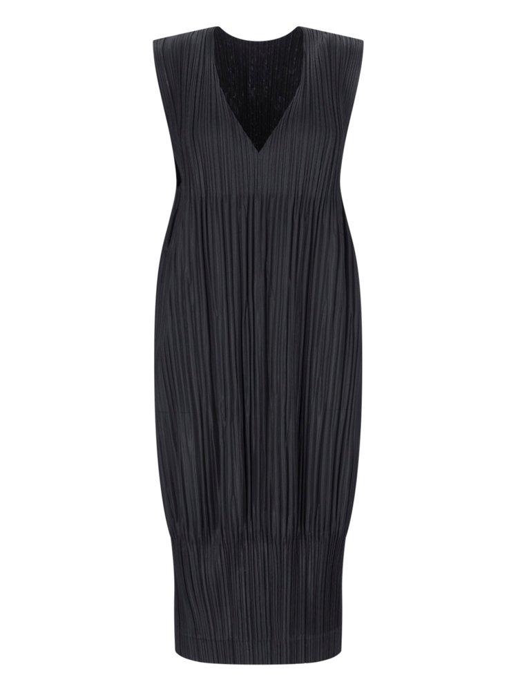 Pleats Please Issey Miyake crew-neck pleated minidress - Grey