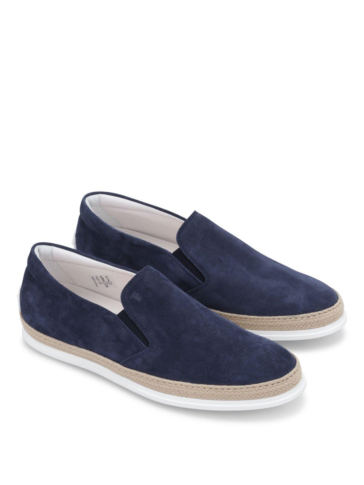 Tod's Leather Slip On Sneakers in Blue for Men - Lyst