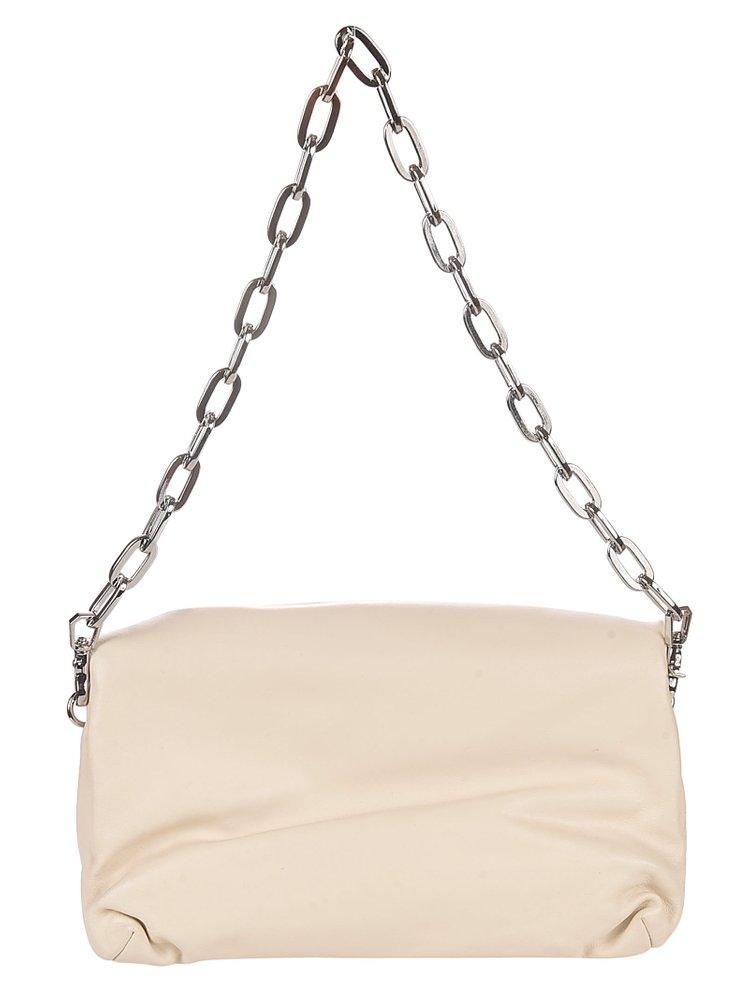Zadig and Voltaire White Leather Rocky Foldover Shoulder Bag